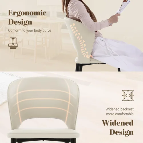 Vista 6 de Homcosan Juego de 2 sillas de comedor, modernas sillas de cocina con estructura cruzada y exquisito diseño de tuberías, fácil montaje, sillas