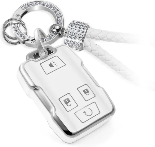 Vista 51 de para llavero de Cadillac con funda de TPU con superficie granulada y cuerda trenzada metálica, funda de llavero mejorada para 2020 en adelante CT4