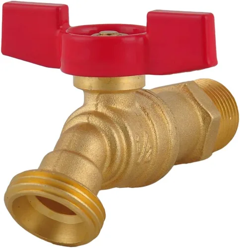 Vista 5 de LD Valve - Manguera macho Bibb 1/2 pulgada MIP X 3/4 pulgadas MHT para riego de jardín, babero de manguera de cierre de 1/4 con mango en T