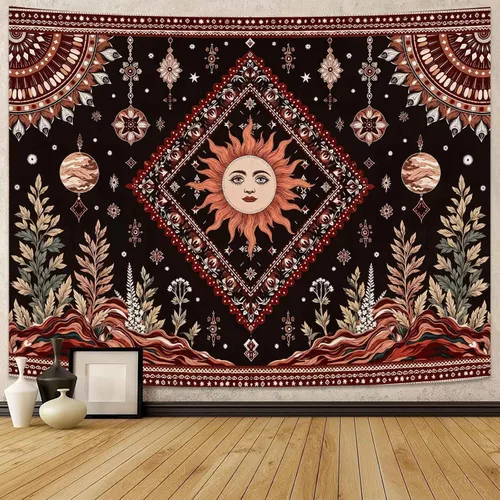 Vista 19 de Kanuyee Tapiz Floral de Luna Tapiz de Flores para Dormitorio Tapices Bohemios para Colgar en la Pared Estético para Dormitorio y Sala de Estar Luna