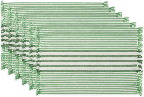 Vista 10 de DII Colección de mesa de cocina con rayas múltiples, juego de manteles individuales, 13x19, amarillo profundo, 6 piezas