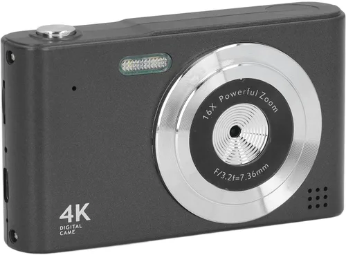 Vista 6 de Cámara digital HD Vintage 4K 2.4in 48MP 16X Zoom sin vibración para fotografía, grabación de video, viajes (negro)
