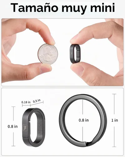 Vista 3 de FEGVE TC4 Titanium Small Mini Key Chain Rings Connector, Easy Open Negro paquete de 2