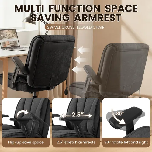 Vista 5 de Silla de oficina grande y alta, 300 libras, asiento extra profundo y brazos Negro