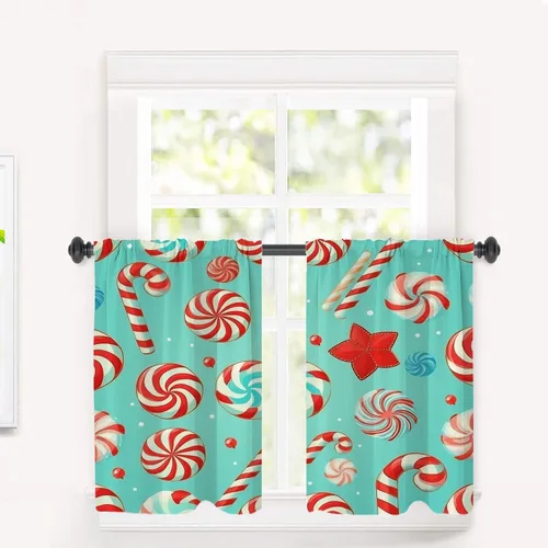 Vista 128 de Cortinas opacas de poliéster multicapa marrón con diseño de bosque natural, 2 unidades, 26 x 24 pulgadas