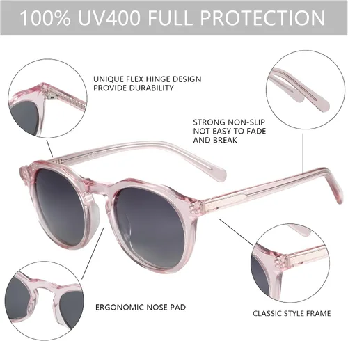 Vista 40 de ZENOTTIC Gafas de sol polarizadas redondas vintage para hombres y mujeres con protección UV400