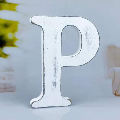 Vista 24 de Letras rústicas de madera blanca de 6 pulgadas, letras de madera sin terminar para decoración de pared, letras blancas retro de pie, decoración