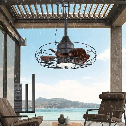Vista 5 de Ventilador de techo para exteriores Gazabo Ventiladores de techo para cenadores para patios Ventilador colgante de 21'' para cenador, iluminación