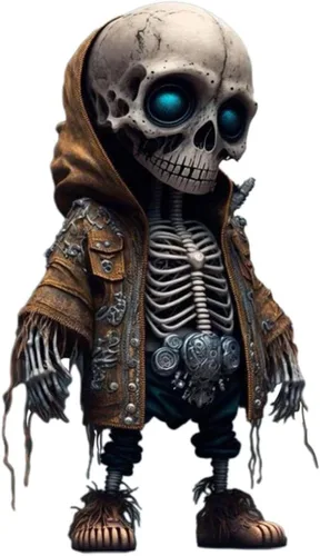 Vista 5 de 4 figuras de esqueleto geniales, decoración única de calavera de resina, adornos enanos de Halloween, estatua de gnomo de esqueleto para escritorio