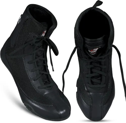 Vista 3 de Zapatos de boxeo profesionales para hombres y mujeres Zapatos de boxeo transpirables Zapatos de suela de goma antideslizante para campeones Negro