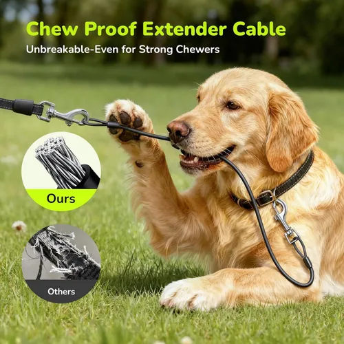 Vista 3 de Pecute - Correa retráctil para perro con cable a prueba de mordiscos - 18,2 pies de correa retráctil resistente para mascotas con dispensador