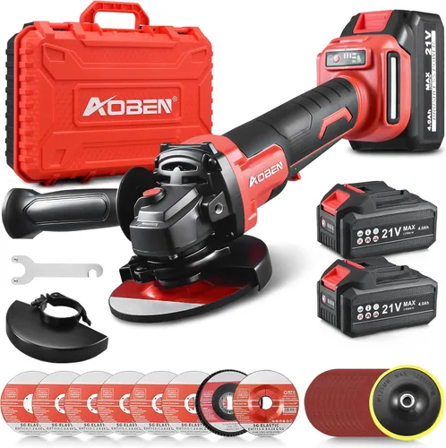Vista 8 de AOBEN Amoladora angular inalámbrica de 4-1/2 pulgadas, herramienta de amoladora con batería de 21V, amoladoras eléctricas de potencia, motor sin