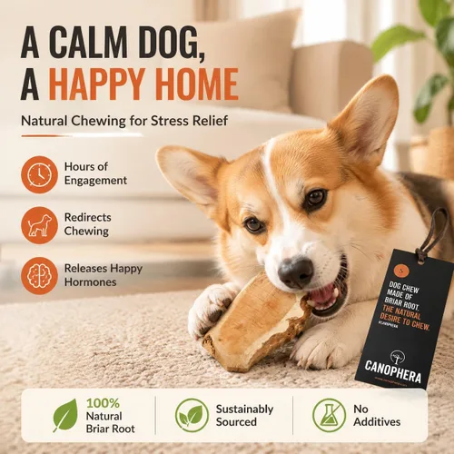 Vista 2 de Canophera Raíz masticable para perros, madera de brezo natural para dientes y encías saludables, tamaño pequeño