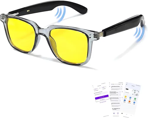 Vista 11 de Lentes inteligentes de traducción AI con GPT de chat para hombres y mujeres, gafas de sol Bluetooth 5.4 con traductor en 100 idiomas y acentos, Gris