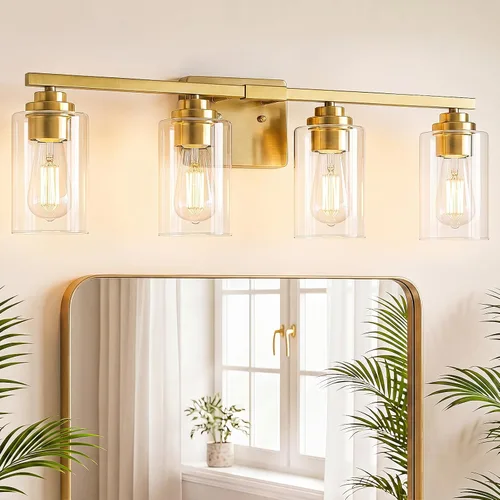 Vista 10 de VerRon Juego de 2 apliques de pared para baño, lámparas modernas de tocador, faroles de montaje de bronce cepillado al óleo, luces de pared