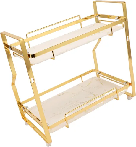 Vista 7 de Cryfokt Estante organizador de baño, estante de cocina de hierro, fácil montaje, estante de almacenamiento multiusos, gran capacidad para sala