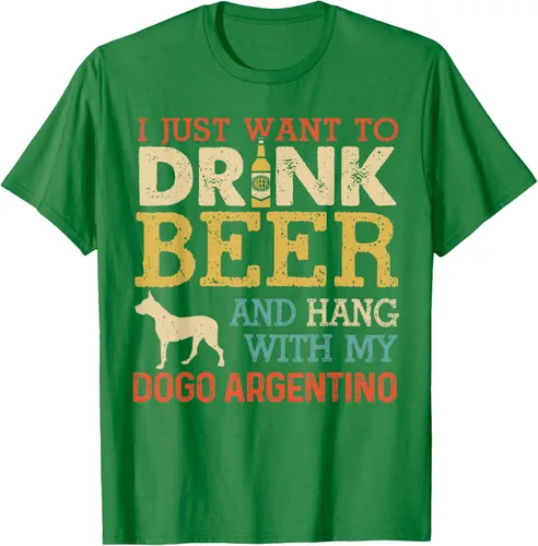 Vista 3 de Dogo Argentino - Camiseta vintage divertida para colgar con perro, Negro