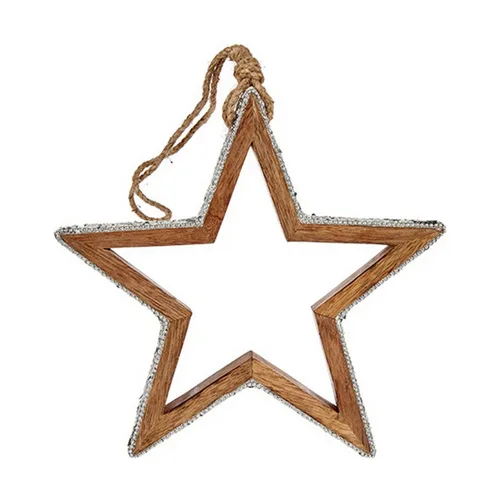 Vista 2 de Adorno Navideño Krist+ Plateado Madera Purpurina Estrella Silueta 23 x 2,5 x 40 cm