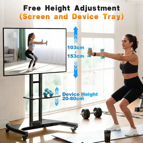 Vista 4 de North Bayou Universal Mobile soporte universal para carro de TV con soporte para pantallas de panel plano plasma LCD LED y pantallas de 32 a 65