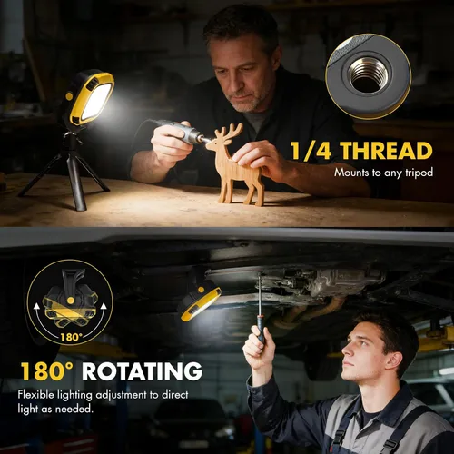 Vista 6 de Luz de trabajo recargable 6000mAh, luz de trabajo magnética Amarillo