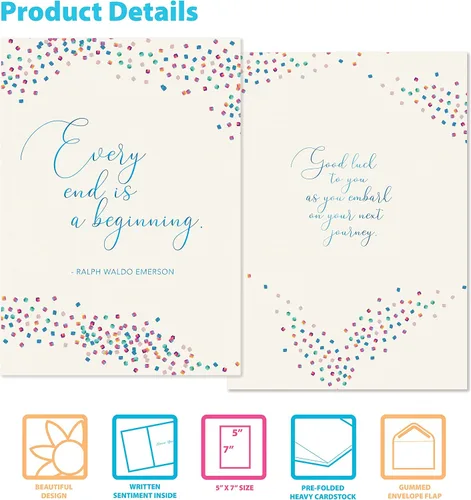 Vista 8 de Better Office Products Tarjeta de despedida con sobre, elegante diseño de lámina metálica, tarjeta Will Miss You, tarjeta de jubilación de compañero