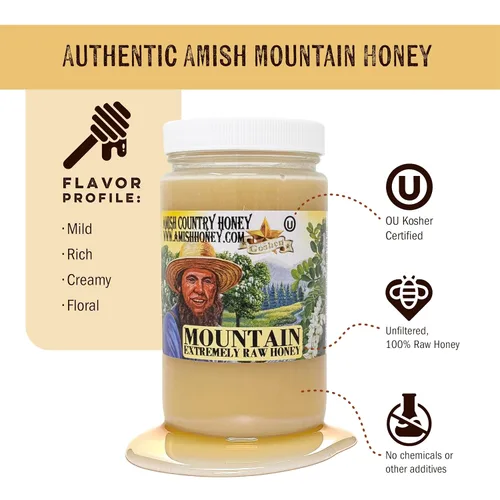 Vista 4 de Goshen Honey Miel dorada de montaña extremadamente cruda, sin filtrar, sin procesar, pura y natural de Amish Country en los Estados Unidos, rico
