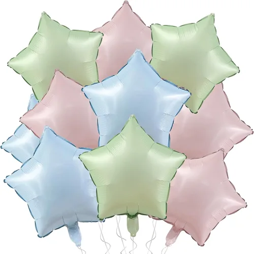 Vista 13 de Globos de papel de aluminio con forma de estrella de arena beige, marrón y blanco, 10 globos de Mylar en forma de estrellas de 18 pulgadas