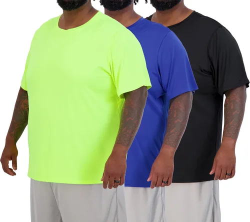 Vista 7 de 3 Pack Men's Big and Tall Dry Fit T Shirts Workout Gym Athletic Crew Tee Manga corta - Conjunto 1
