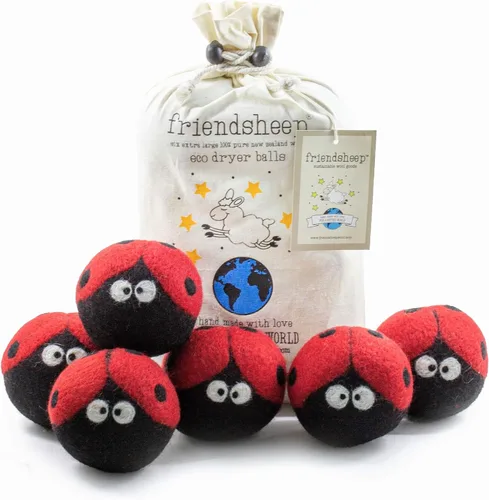 Vista 10 de Friendsheep Bolas secadoras de lana, alternativa orgánica reutilizable para suavizantes de telas para lavandería, hechas a mano, comercio justo