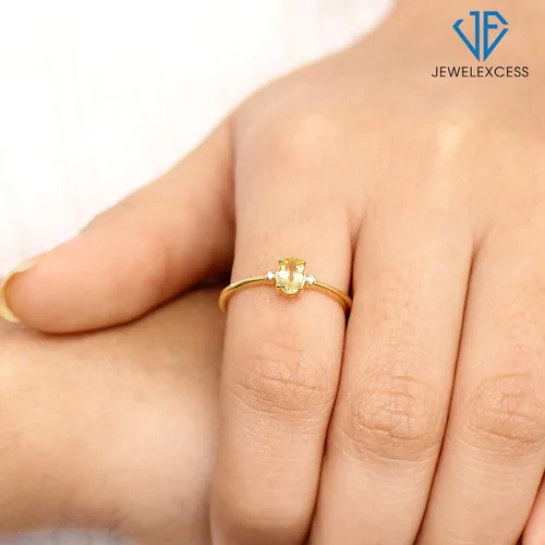 Vista 3 de JEWELEXCESS Citrine November Birthstone Jewelry 0.40 Carat Citrine 14K gold over Silver Ring Jewelry with White Diamond Accent Gemstone Rings with