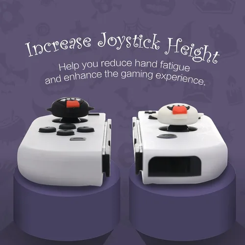 Vista 4 de Switch Thumb Grips Ghost, bonitos agarres luminosos para el pulgar Nintendo Switch, funda de silicona suave compatible con Nintendo SwitchSwitch