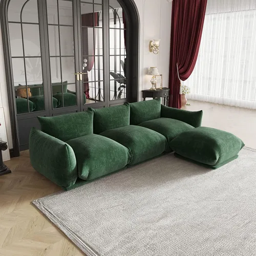 Vista 17 de JACH Mid-Century - Sofá modular moderno de felpilla para sala de estar, sofás minimalistas profundos de 3 asientos con cojín grueso, muebles cómodos