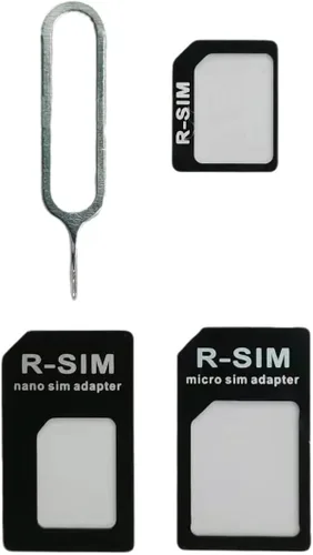 Vista 3 de Adaptadores de tarjeta SIM, kit de convertidor SIM 4 en 1 nano/micro/estándar con pin de expulsión de bandeja para iPhone, teléfonos inteligentes