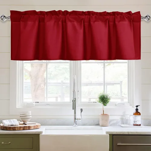 Vista 29 de XWZO Cortinas de cenefas de cocina para ventanas, sala de estar, dormitorio, baño, cubiertas superiores, estilo granja rústico, comedor, aislamiento