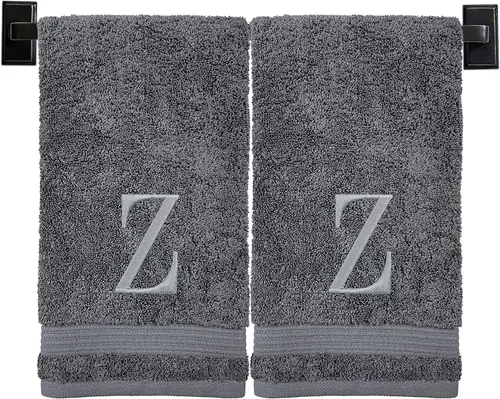 Vista 47 de Toallas de mano con monograma para baño Juego de 2 Toallas turcas genuinas Elige toalla e hilo A - Z Toallas con monograma con fuente