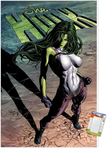 Vista 11 de Trends International Marvel Comics She-Hulk - Póster de pared #29 de She-Hulk, 14.725 x 22.375 pulgadas, versión enmarcada de madera de granero