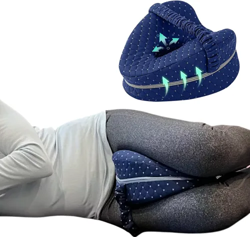 Vista 5 de SmoothSpine Alignment Almohada de pierna para personas que duermen de lado, almohada ergonómica de espuma viscoelástica con correa ajustable