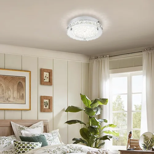 Vista 6 de Lámpara de techo de cristal de montaje empotrado, moderna lámpara de techo LED de 4000 K, lámpara de techo redonda de 8 pulgadas para espacios
