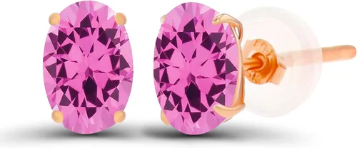 Vista 46 de Aretes ovalados de plata de ley 925 maciza chapados en oro de 0.236 x 0.157 pulgadas con piedra natal genuina para mujer Aretes de tuerca Amatista