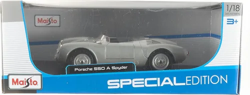 Vista 14 de Maisto 1:18 Scale Porsche 550A Spyder Diecast Vehicle, Silver