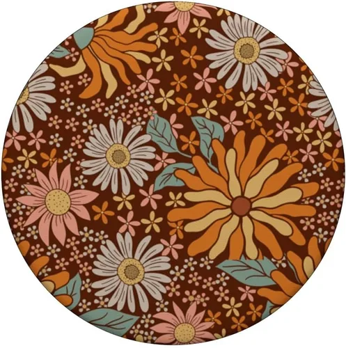 Vista 3 de Retro Flowers Meadow Floral Groovy 70s 1970 PopSockets intercambiables PopGrip