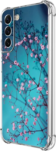 Vista 22 de Funda para Galaxy S22 Plus, protección contra caídas de rosas y mariposas azules, a prueba de golpes, de cuerpo completo, resistente a los arañazos