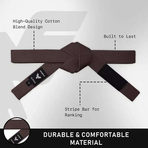 Vista 3 de Elite Sports Adults Brazilian Jiu Jitsu Belts for Men & Women,Cotton IBJJF Approved BJJ Belts with Ranking Stripes Sleeve Bar