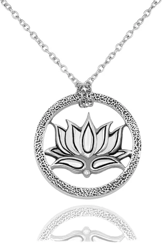 Vista 2 de Quan Jewelry Om - Collar con colgante de flor de loto, joyería de yoga, regalos para mujeres, regalos para amantes del yoga con tarjeta