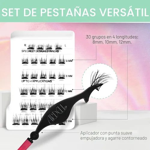 Vista 3 de Ardell Naked Press On Lashes - Extensiones de pestañas pre-pegadas en racimo, autoadhesivas, volumen suave natural, sin necesidad de pegamento, 1