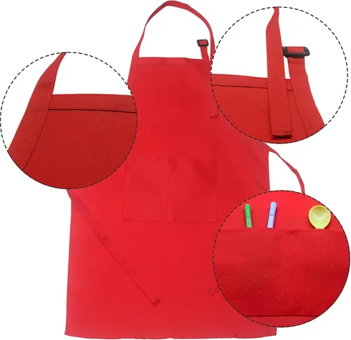 Vista 2 de Toal - Juego de 8 delantales y sombrero de chef, delantales de cocina para niños, coloridos delantales ajustables con 2 bolsillos para niñas, niños
