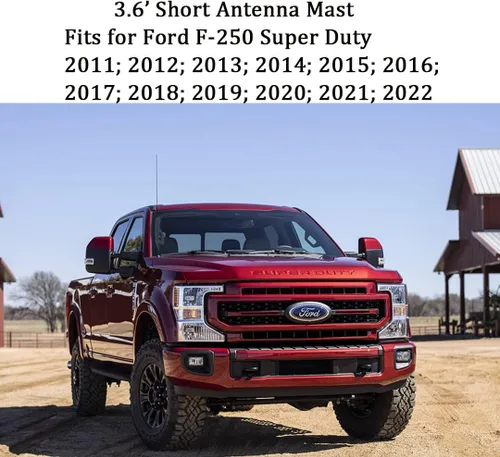 Vista 2 de AMFRNE Antena de rendimiento corto para Ford F250 F350 F450 Super Duty 2011-2025 2026 Reemplazo perfecto negro 3.6 pulgadas antena de aluminio