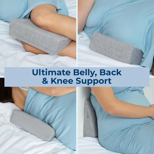 Vista 4 de 5 STARS UNITED Almohada de rodilla pequeña para personas que duermen de lado, soporte de espuma firme de cuña para vientre, espalda y rodillas