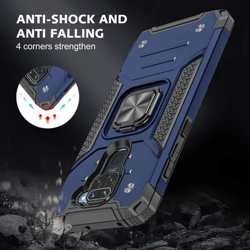 Vista 4 de Asuwish Funda de teléfono para Xiaomi Redmi Note 9/Redmi 10X 4G con protector de pantalla de vidrio templado y soporte de anillo soporte delgado