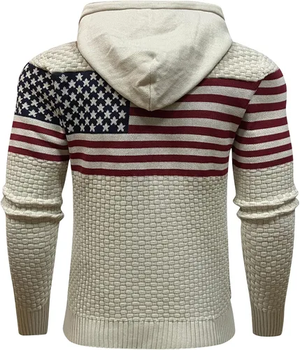 Vista 3 de Zaitun Sudadera con capucha para hombre, de manga larga, de punto sólido, suéter con capucha